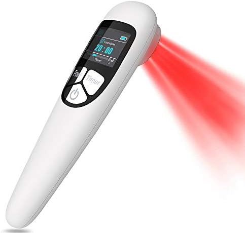 Cold Laser Therapy Device for Dog Veterinary, Handhold, Low Level Laser Red Light Therapy for Human Pain Relief Knee, Joint, Muscle, 4 Power/4 Timer, 3X 808nm + 13x 650nm