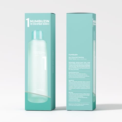 numbuzin No.1 Toner | Pure-Full Calming Herb Toner | Breakouts, Redness, Excess Oil Control | Centella Asiatica, Heartleaf, Licorice Root | Acne-Prone, Sensitive Skin | 10.14 fl. oz.