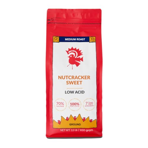 Puroast Low Acid Coffee Flavored Ground | Nutcracker Sweet Ground | Medium Roast | High Antioxidants & High pH |No Bitter Aftertaste | Reduced Heartburn & GERD | Suitable for Cold Brew - 2.2 LB