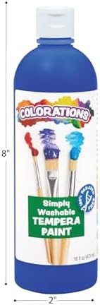 Colorations Paraben-Free Simply Washable Tempera Paint, Rainbow Plus 8 Pack, Matte Finish, Classroom Supplies, Vibrant Colors, Non-Toxic, Washes Off Easily, School, Craft, Art Supply Set, Each 16oz
