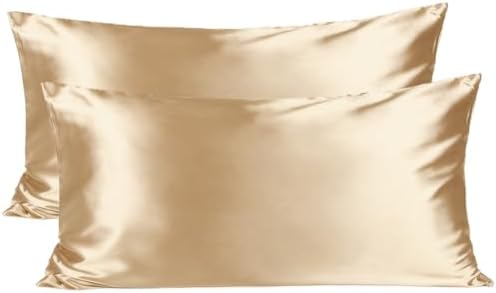 YANIBEST Satin Pillowcase for Hair and Skin Care Silk Pillowcase 2 Pack King Size Pillow Cases Set of 2 -Satin Cooling Pillow Covers with Hidden Zipper Floral Print