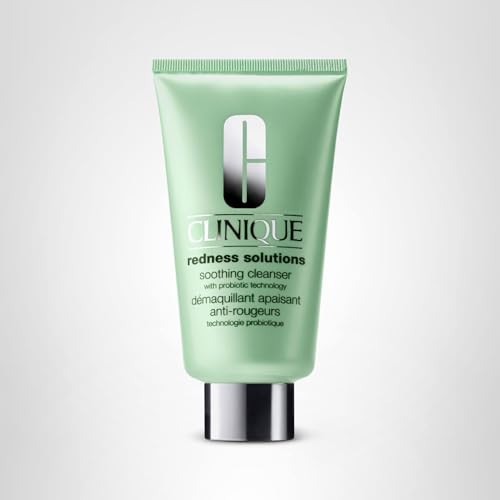 Clinique Redness Solutions Soothing Oil Free Face Cream Cleanser with Probiotic Technology | Appropriate for Skin with Rosacea, 5 Fl Oz