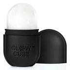 Glow Cube Ice Roller For Face Eyes and Neck To Brighten Skin & Enhance Your Natural Glow/Reusable Facial Tool to Tighten & Tone Skin & De-Puff The Eye Area (Black)