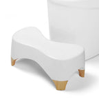 Toilet Stool Squat Adult,Gligam Poop Stool for Bathroom,Bearing 550 lbs Weight,Toilet Step Stool, Potty Stool for Adults and Kids,Non-Slip Simple Design,7" Tall (White/Bamboo Color)