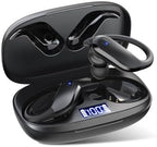 NDO Wireless Earbuds Bluetooth 5.3 Headphones Sport,IPX7 Waterproof Sports Earphones with Earhooks,48H Playtime,Lightweight 7.8g,Fast Charging Case,Noise Cancelling Mic for Running Gym Workout-Black