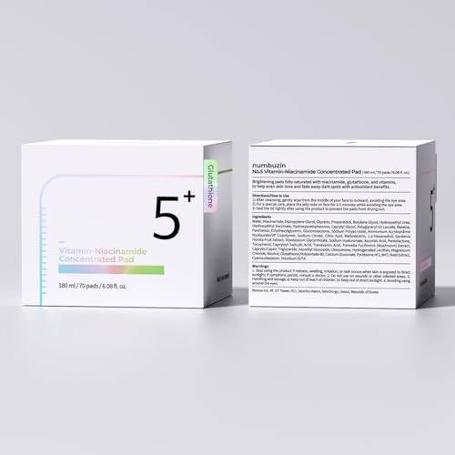 numbuzin No.5 Toner Pads | Vitamin-Niacinamide Concentrated Pad | Double-Sided | Glutathione, Niacinamide, PHA & LHA | Exfoliation, Hyperpigmentation Care | 70 Pads/180 ml