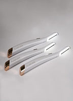 Finishing Touch Flawless Dermaplane Glo Lighted Facial Exfoliator - Non-Vibrating and Includes 6 Replacement Heads, White/Rose Gold