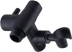 G-Promise Solid Metal Shower Arm Diverter with Holder for Hand Held Showerhead and Fixed Spray Head, G 1/2 3-Way Bathroom Universal Diverter System Replacement Part (Matte Black)