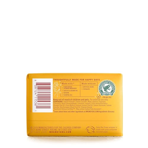 MRS. MEYER'S CLEAN DAY Bar Soap, Use as Body Wash or Hand Soap, Made with Essential Oils, Clementine_, 5.3 oz, 4 Bars