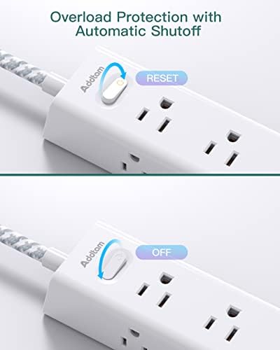 Surge Protector Power Strip - 10 FT Extension Cord, Power Strip with 12 Widely AC Outlet 3 USB, Flat Plug, Wall Mount Overload Protection, 1050J, Desk Charging Station for Home Office, ETL Listed