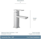 Moen Revyl Chrome One-Handle Single Hole Modern Bathroom Sink Faucet with Optional Deckplate and Spring Loaded Drain Assembly, 84771