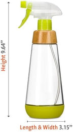 Full Circle Bottle Service - Refillable Glass Spray Bottle for Cleaning - Versatile Stream & Mist Options, Bamboo Details, Silicone Boot - Ideal for Non-Toxic Solutions & Plant Care, 16oz, Green