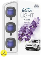 Febreze LIGHT Odor-Fighting Car Freshener Vent Clip Lavender, 06 oz, Pk of 3 and Storage Case, Beige