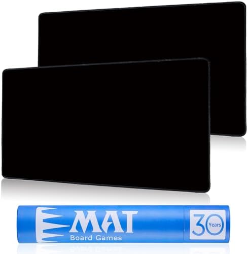 MTG Playmat for TCG Card Playing Game - 2Pcs Black Stitched Play Mat with Tube for Cards Gameplay, MTG, Yugioh, Magic The Gathering (24 x 14 inch)