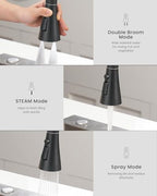 APPASO Touchless Kitchen Faucet, Matte Black Hands Free Kitchen Sink Faucet with Soap Dispenser and Pull Down Sprayer 3 Modes, Activated Motion Sensor Faucets for Kitchen Sink, S304 Stainless Steel