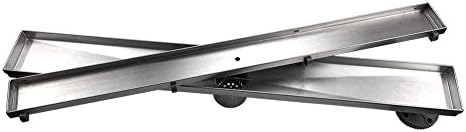Neodrain 24-Inch Linear Shower Drain with Tile Insert Grate,Brushed 304 Stainless Steel Rectangle Shower Floor Drain, Linear Drain with Leveling Feet, Hair Strainer