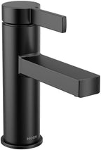 Moen Beric Matte Black Modern One-Handle Single Hole Bathroom Faucet with Drain Assembly and Optional Deckplate for Your Bath Sink, 84774BL