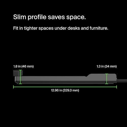 Belkin 12-Outlet Surge Protector Power Strip w/ 12 AC Outlets & 8ft Flat Plug, UL-listed Heavy-Duty Extension Cord for Home, Office, Travel, Computer, Laptop, Charger - 3,940 Joules of Protection