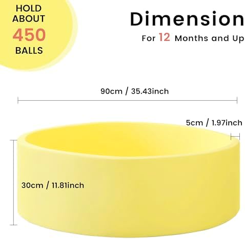 Ball Pit for Toddlers 35.43''x11.81 Baby Ball Pits Soft Memory Foam Ball Pit Round Kids Play Ball Pool Ideal Gift for Girls and Boys (Yellow, NO Balls)