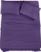 Utopia Bedding Queen Sheet Set – 4 Piece Bed Sheets for Queen Size Bed, Soft and Breathable Microfiber, Includes 1 Fitted Sheet, 1 Flat Sheet and 2 Pillowcases (Egg Plant)