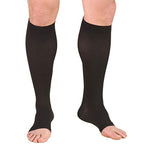 Truform 20-30 mmHg Compression Microfiber Stockings for Men and Women, Knee High Length, Open Toe, Black, Large