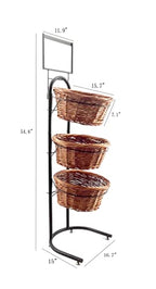 FixtureDisplays® 3 Tiers Wicker Market Basket Fruit Vegetable Bakery Goods Display Stand Pantry Kitchen Organizer 31042