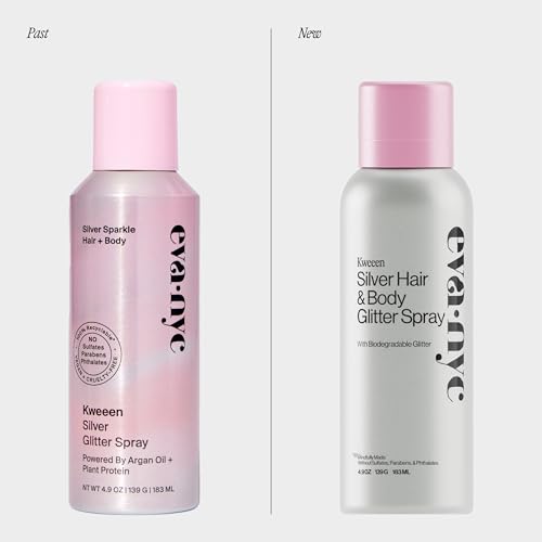 Eva NYC Kweeen Silver Hair and Body Glitter Spray, 4.9 oz