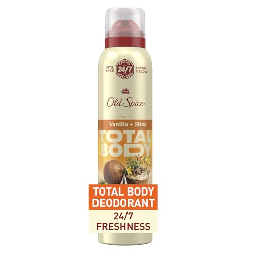 Old Spice Whole Body Deodorant for Men, Total Body Deodorant, Vanilla + Shea, Aluminum Free Deodorant Spray for 24/7 Freshness // Dermatologist Tested Whole Body Deodorant, 3.5 oz