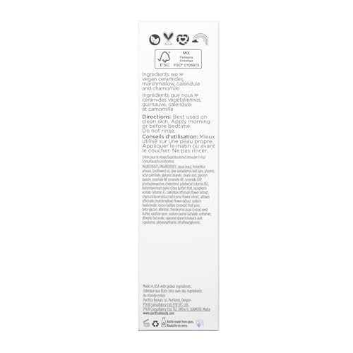 Pacifica Face Moisturizer - Vegan Ceramide Barrier Repair Face Lotion, Hydrating, For Dry Skin, Dermatologist Tested, Safe for Sensitive Skin, Fragrance Free, Vegan + Cruelty Free
