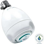 Niagara Conservation N2920-V Earth Spa 3-Spray with 2 GPM 2.7-in. Wall Mount Adjustable Fixed Shower Head, White | Showerhead Sprayer with Pressure Compensation Technology & Soap and Soak Pause Button