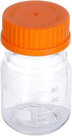 Lab Media Storage Round Bottles Graduated Glass Container GL45 Screw Cap Leakproof Multi-Purpose for Scientific | pack of 20 (Orange,100ml)