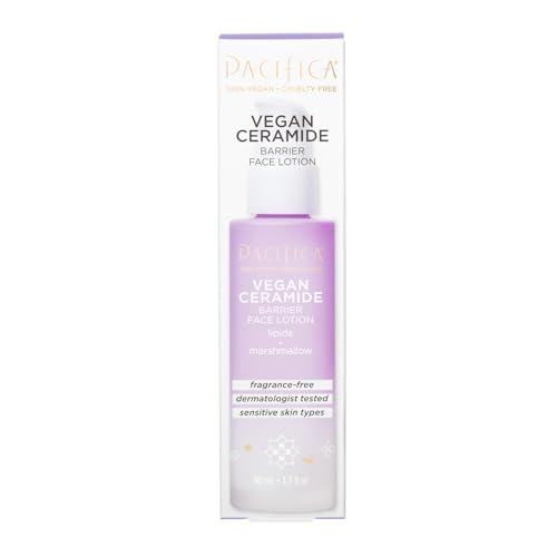 Pacifica Face Moisturizer - Vegan Ceramide Barrier Repair Face Lotion, Hydrating, For Dry Skin, Dermatologist Tested, Safe for Sensitive Skin, Fragrance Free, Vegan + Cruelty Free