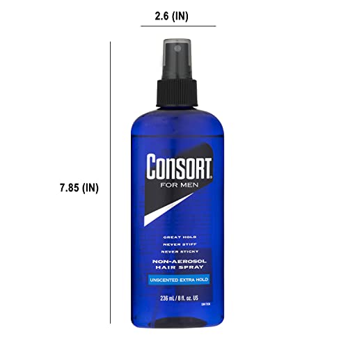 Consort Extra Hold Non-Aero Hair Spray Pump, Unscented, 8 Ounce