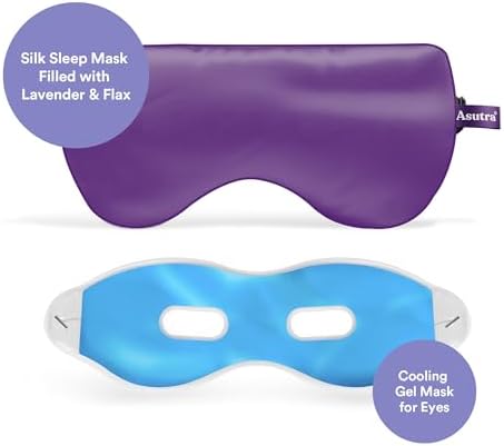 ASUTRA Dream Sleep Bundle, 2 Products - Purple Silk Eye Mask Filled with Lavender and Flax Seeds, Melatonin Lotion with Magnesium and Shea Butter