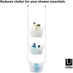 Umbra 022360-670 Bask, White Hanging Shower Caddy, Bathroom Storage and Organizer for Shampoo, Conditioner, Bath Supplies and Accessories, 11-1/4" x 5-1/4" x 36-1/2" h
