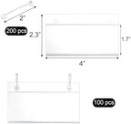 Elsjoy 100 Pack Plastic Wire Shelf Label Holders, 4" x 2.3" Clear Price Tag Holder Sign & Ticket Holder with Double Snap Lock Closure, Reusable Basket Label Holders for Market, Retail Shop, Pantry