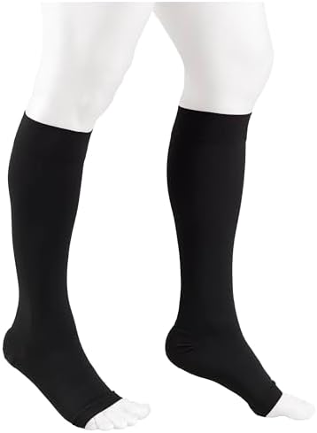 NuVein Medical Compression Stockings, 30-40 mmHg Support, Women & Men Knee Length, Open Toe, Black, 2X-Large