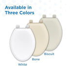 Gerber Elongated Toilet Seat with Cover, Soft Close, No Slam, Quick & Easy Install, Heavy-Duty Plastic, Adjustable Fit for Standard Elongated Toilets, Durable & Fade-Resistant, White G0099213