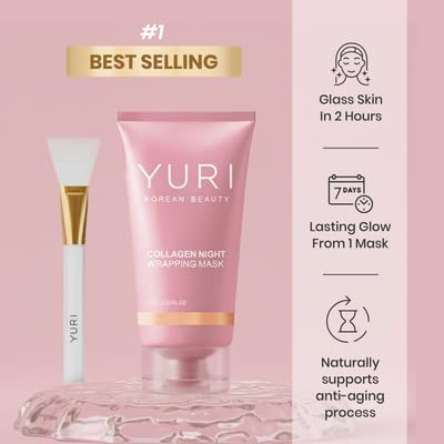 YURI Collagen Overnight Wrapping Peel Off Face Mask, Overnight Collagen Face Mask Easy Peel Off Facial Mask Skin Care Night Mask, Reduce Fine Lines & Dullness, Anti-Aging Skin Car