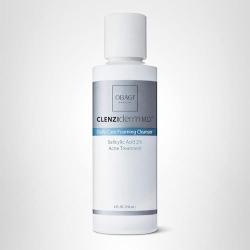Obagi CLENZIderm M.D. Daily Care Foaming Acne Cleanser – Acne Face Wash & Treatment w/ 2% Salicylic Acid (BHA) Unclogs Pores for Clearer-Looking Skin – Safe for Normal & Oily Skin – 4 oz