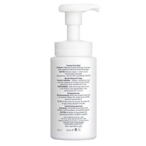 Curel Japanese Skin Care Foaming Daily Face Wash for Sensitive Skin, Hydrating Facial Cleanser for Dry Skin, pH-Balanced and Fragrance-Free, 5 Oz (Step 2 of 2-Step Skincare)