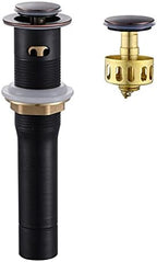 Pop up Sink Drain Stopper for Bathroom Vessel Vanity Sink Art Basin Oil Rubbed Bronze, Small Cap with Overflow, Metal Pop-up Drain Strainer with Detachable Basket Stopper