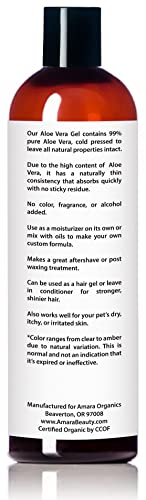 USDA Organic Aloe Vera Gel - For Face, Body, Hair - 100% Pure, After Sun Care