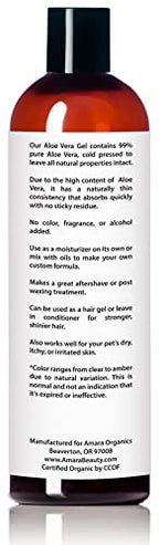 USDA Organic Aloe Vera Gel - For Face, Body, Hair - 100% Pure, After Sun Care