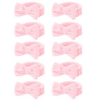 10 Pcs Pink Makeup Headbands, Hair Band for Washing Face, Soft Coral Fleece Makeup Headband for Girls, Bow Hair Bands, Beauty Headbands for Face Washing Shower Skin Care Yoga