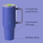 HydroJug Traveler - 40 oz Water Bottle with Handle & Flip Straw - Fits in Cup Holder, Leak Resistant Tumbler-Reusable Insulated Stainless Steel & Rubber Base - Gifts for Women & Men, Lime Rickey