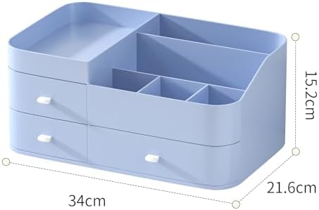 MIUOPUR Makeup Organizer for Vanity, Large Capacity Desk Organizer with Drawers for Cosmetics, Lipsticks, Jewelry, Nail Care, Skincare, Ideal for Bedroom and Bathroom Countertops - Large Blue