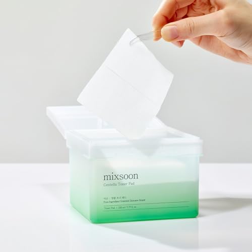 mixsoon Toner Pads Natural Ingredient extracts, Alcohol Free with Moisturizing for Sensitive Skin, Smooth Pads, Korean Glass Skincare