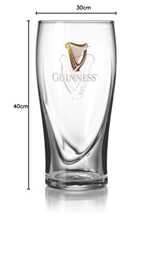 Guinness Gravity Official Beer Pint Glass 4-Pack | Large 20oz Pints Drinking Thick Beer Glasses Beer 20 oz Glasses