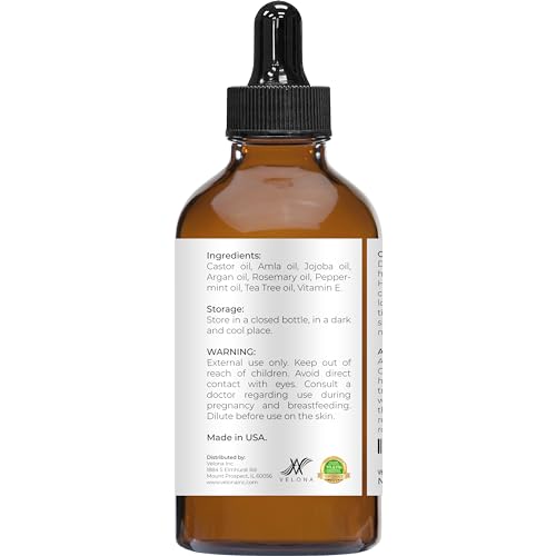 velona Hair Growth Formula - 4 oz | Castor, Amla, Jojoba, Argan, Rosemary, Peppermint, Tea Tree Oils, Vitamin E | Natural Mix with Organic Carrier and Essential Oils